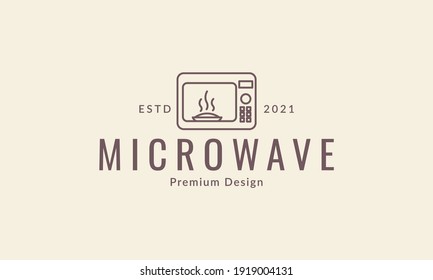 microwave cooking cake lines logo design vector icon symbol illustration