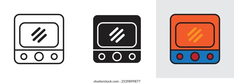 Micro-ondas aquecedor máquina ícone vetor usado para cozinhar ferramentas, cozinhar produção, web de cozinha digital e entretenimento.