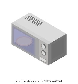 Microwave detailed isometric icon isolated on  white background. Vector illustration of a microwave for your design.Kitchen appliances for cooking and heating food. 
