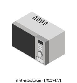 Microwave detailed isometric icon on a white background. Vector illustration of a microwave for your design.