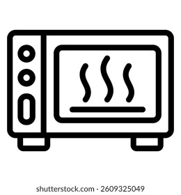 Microwave dish line icon, cooking concept. Vector graphics. Kitchenware tech sign on white background, style mobile or design