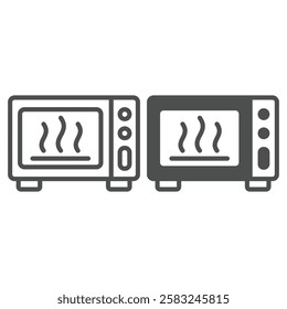 Microwave dish line and solid icon, cooking concept. Vector graphics. Kitchenware tech sign on white background, outline style icon for mobile or web design