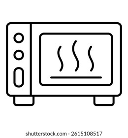 Microwave dish thin line icon, cooking concept. Vector graphics. Kitchenware tech sign on white background, linear style mobile or design