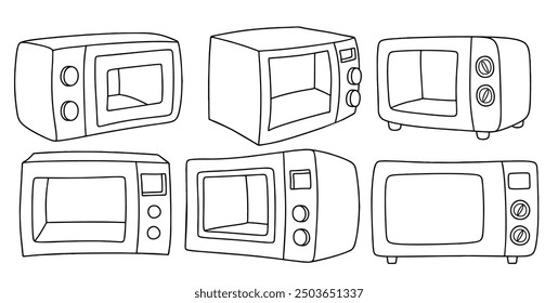 Doodle de dibujo de microondas. Ilustración vectorial