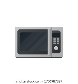 Microwave flat illustration. Front view of microwave. Vector. 