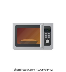 Microwave flat illustration. Front view of microwave. Vector. 