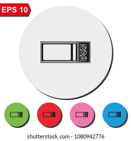 Microwave flat round colorful vector icon. Kitchen equipment.