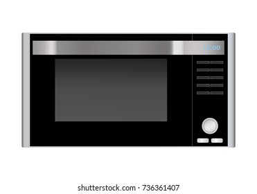 Microwave front view with metal gradient icon vector eps10. Microwave with buttons cooking icon. Realistic front view microwave with metal gradient