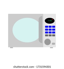 The microwave is gray. Isolate vector illustration on a white background.