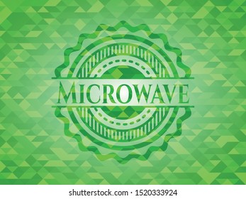 Microwave green mosaic emblem. Vector Illustration. Detailed.