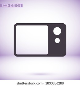 Microwave grill icons. for warming up. A food dish that serves as a mikrovolnovka symbol. Circle concept web buttons. Vector Microwave technology equipment.