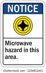 Microwave hazard warning sign and label