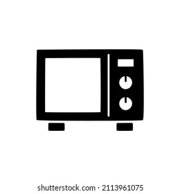 Microwave Icon in black flat glyph, filled style isolated on white background