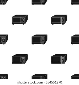 Microwave icon in black style isolated on white background. Kitchen pattern stock vector illustration.