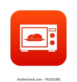 Microwave icon digital red for any design isolated on white vector illustration