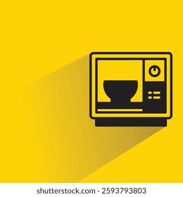 microwave icon with drop shadow on yellow background