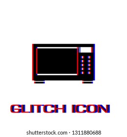 Microwave icon flat. Simple pictogram - Glitch effect. Vector illustration symbol