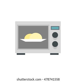 Microwave icon in flat style isolated on white background. Home appliances symbol vector illustration
