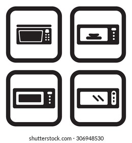 Microwave icon in four variations
