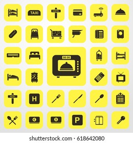 microwave icon. Hotel set. vector sign symbol on white background