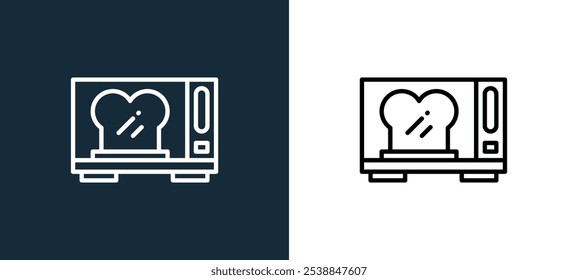 microwave icon isolated on white and black colors. microwave outline linear vector icon from bakery shop collection for mobile apps, web and ui.