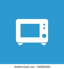 microwave icon, isolated, white on the blue background. Exclusive Symbols 