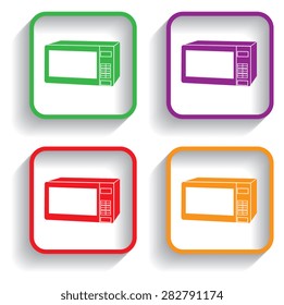 microwave icon. kitchen equipment with shadow