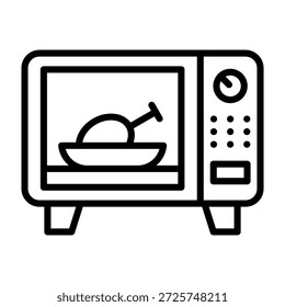 Ilustración vectorial de estilo de línea de iconos de microondas