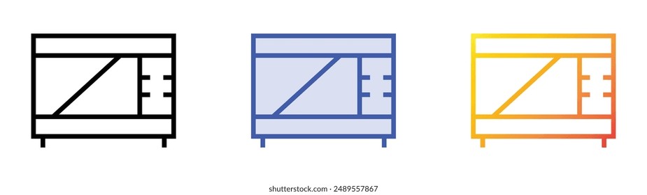 icono de microondas. Diseño de estilo de relleno lineal, azul y degradado aislado sobre fondo blanco