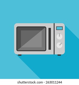 microwave icon with long shadow. flat style vector illustration