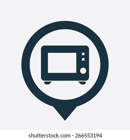 microwave icon map pin on white background 