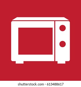 Microwave icon on red background