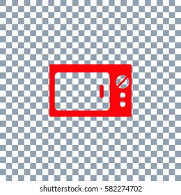 Microwave Icon on transparent background. Red icon