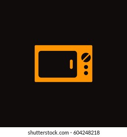 Microwave Icon. Orange icon on black background