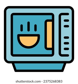 Microwave icon outline vector. Book recipe. Kitchen menu color flat