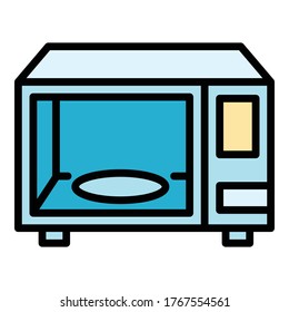 Icono de microondas. Icono de vector de microondas de contorno para diseño web aislado en fondo blanco