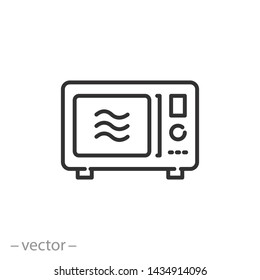 microwave icon, oven safe, line symbol on white background - editable stroke vector illustration eps10