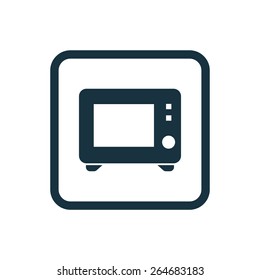 microwave icon Rounded squares button, on white background 
