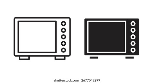 Ícone de micro-ondas define desenho de glifos e arte de linhas. Eps10