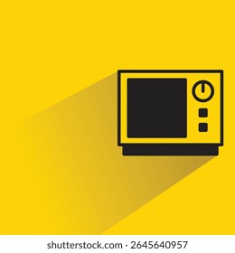 ícone de micro-ondas com fundo amarelo-sombra