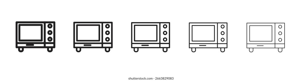 Mikrowellen-Symbol einfaches bearbeitbares Strichreihenpaket. EPS10