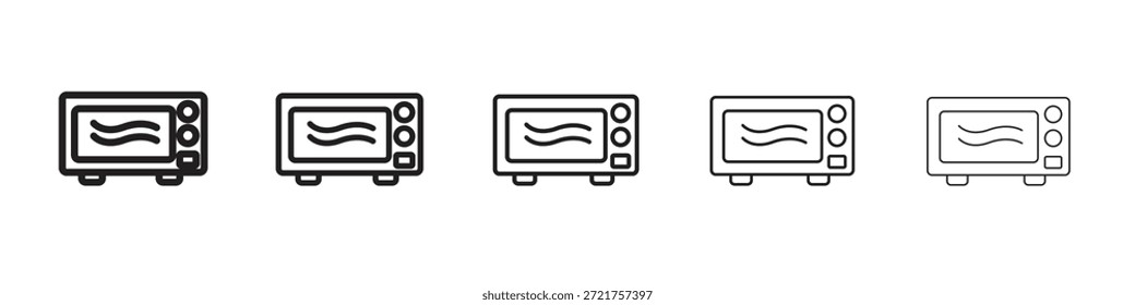 Icono de microondas. Estilo de contorno simple. Elementos gráficos.