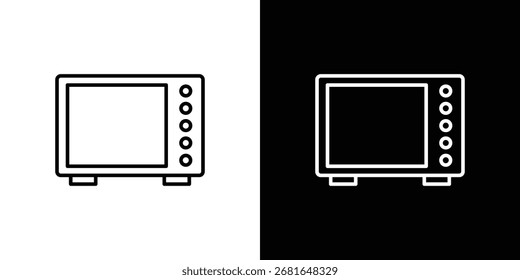 Mikrowellen-Symbol einfaches Vektorpiktogramm. Schwarz-Weiß-Symbolkonzept