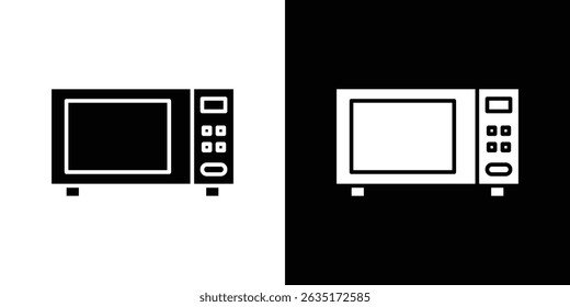 Ícone de micro-ondas no estilo de design moderno plano sólido.