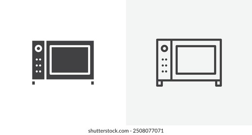 Icono de microondas en estilo sólido y delineado