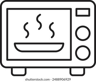 icono de microondas en estilo de línea fina