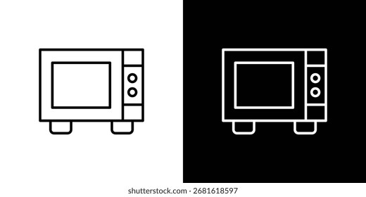 Símbolo de linha fina do ícone de micro-ondas sobre fundo branco. Ilustração editável do vetor de traçado