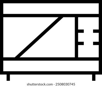 Icono de microondas. Diseño de estilo lineal delgado aislado sobre fondo blanco