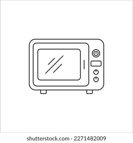 arte de la línea de diseño de vectores de iconos de microondas