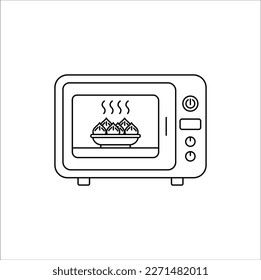microwave icon vector design illustration line art